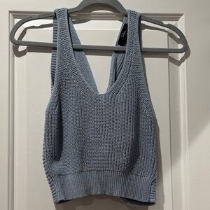 Lulu's Light Blue Knit V-Neck Tank Top